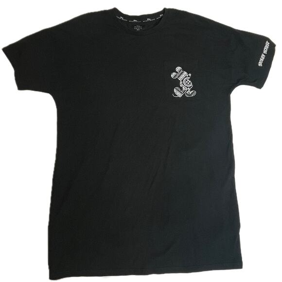 Disney Mens Mickey Mouse Mandala Short Sleeve T-Shirt Front Pocket Black, Medium - Picture 1 of 7